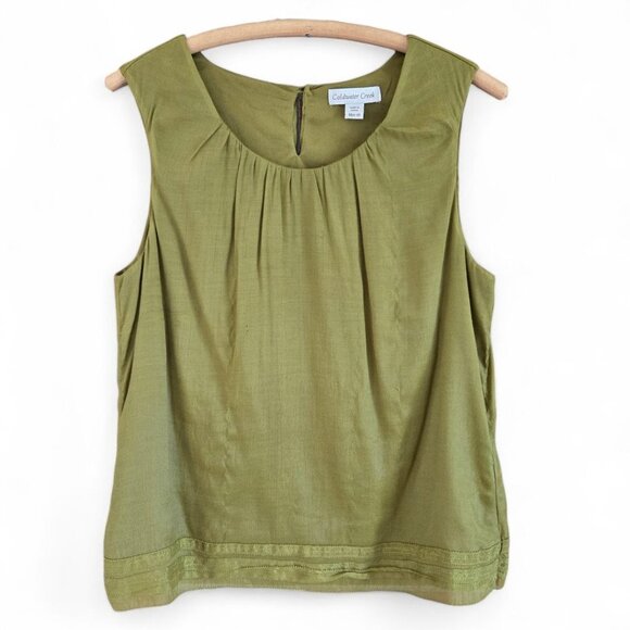 Coldwater Creek Tops - Coldwater Creek Womens Sleeveless Rayon Tank Top Keyhole Back Olive Green Size M